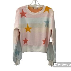 Altar’d State Whitish/Cream With Multi Color Stars Sweater Size e M/L